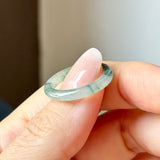 16.2mm A-Grade Natural Floral Jadeite Abacus Ring Band No.162536
