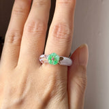 16.8mm A-Grade Natural Lavender Jadeite Joseon Ring (Moss On Snow Sakura Flower) No.162661