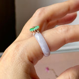 16.8mm A-Grade Natural Lavender Jadeite Joseon Ring (Moss On Snow Sakura Flower) No.162661