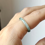 16.2mm A-Grade Natural Floral Jadeite Abacus Ring Band No.162536