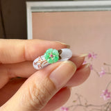 16.8mm A-Grade Natural Lavender Jadeite Joseon Ring (Moss On Snow Sakura Flower) No.162661