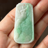 A-Grade Natural Moss On Snow Jadeite Phoenix & Peony Pendant No.170932