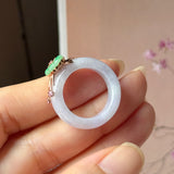 16.8mm A-Grade Natural Lavender Jadeite Joseon Ring (Moss On Snow Sakura Flower) No.162661