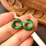 Bespoke U-Huggies Green Jadeite Donut Earring No.180257