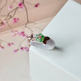15.1mm A-Grade Natural Lavender Jadeite Joseon Ring (Moss On Snow Sakura Flower) No.162662