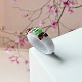 15.1mm A-Grade Natural Lavender Jadeite Joseon Ring (Moss On Snow Sakura Flower) No.162662