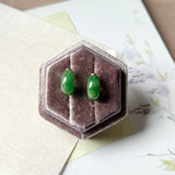 A-Grade Natural Imperial Green Jadeite Cloop Earring Studs No.180879
