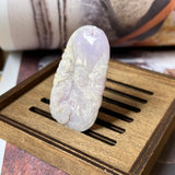 A-Grade Natural Lavender Jadeite Bat Money & Ruyi Pendant No.170916