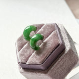 A-Grade Natural Imperial Green Jadeite Cloop Earring Studs No.180879