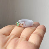15.1mm A-Grade Natural Lavender Jadeite Joseon Ring (Moss On Snow Sakura Flower) No.162662