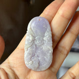 A-Grade Natural Lavender Jadeite Bat Money & Ruyi Pendant No.170916