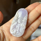 A-Grade Natural Lavender Jadeite Bat Money & Ruyi Pendant No.170916
