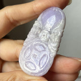 A-Grade Natural Lavender Jadeite Bat Money & Ruyi Pendant No.170916