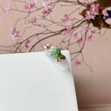 15mm A-Grade Natural Lavender Jadeite Joseon Ring (Apple Green Sakura Flower) No.162663