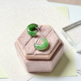 A-Grade Natural Imperial Green Jadeite Cloop Earring Studs No.180880