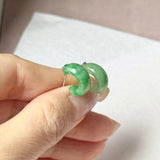 A-Grade Natural Imperial Green Jadeite Cloop Earring Studs No.180880