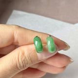 A-Grade Natural Imperial Green Jadeite Cloop Earring Studs No.180880