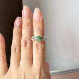 15mm A-Grade Natural Lavender Jadeite Joseon Ring (Apple Green Sakura Flower) No.162663