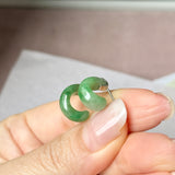A-Grade Natural Imperial Green Jadeite Cloop Earring Studs No.180880