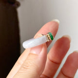 15mm A-Grade Natural Lavender Jadeite Joseon Ring (Apple Green Sakura Flower) No.162663