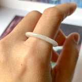 18mm A-Grade Natural Chiffon White Jadeite Abacus Ring Band No.162348