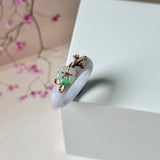 16.8mm A-Grade Natural Lavender Jadeite Joseon Ring (Moss On Snow Sakura Flower) No.162664