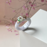 16.8mm A-Grade Natural Lavender Jadeite Joseon Ring (Moss On Snow Sakura Flower) No.162664