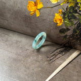 16.6mm A-Grade Natural Floral Jadeite Abacus Ring Band No.162537