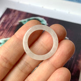 18mm A-Grade Natural Chiffon White Jadeite Abacus Ring Band No.162348