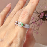16.8mm A-Grade Natural Lavender Jadeite Joseon Ring (Moss On Snow Sakura Flower) No.162664