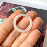 18mm A-Grade Natural Chiffon White Jadeite Abacus Ring Band No.162348