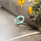 16.6mm A-Grade Natural Floral Jadeite Abacus Ring Band No.162537