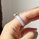 16.8mm A-Grade Natural Lavender Jadeite Joseon Ring (Moss On Snow Sakura Flower) No.162664