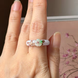 16.8mm A-Grade Natural Lavender Jadeite Joseon Ring (Moss On Snow Sakura Flower) No.162664