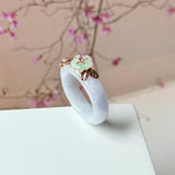 16.8mm A-Grade Natural Lavender Jadeite Joseon Ring (Moss On Snow Sakura Flower) No.162665