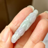 A-Grade Natural Lavender Green Jadeite Grape Vine & Squirrel Pendant No.220152