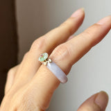 16.8mm A-Grade Natural Lavender Jadeite Joseon Ring (Moss On Snow Sakura Flower) No.162665