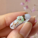 16.8mm A-Grade Natural Lavender Jadeite Joseon Ring (Moss On Snow Sakura Flower) No.162665