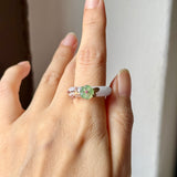 18.1mm A-Grade Natural Lavender Jadeite Joseon Ring (Apple Green Sakura Flower) No.162666
