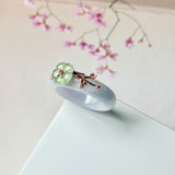 18mm A-Grade Natural Lavender Jadeite Joseon Ring (Apple Green Sakura Flower) No.162668