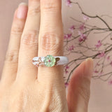 18mm A-Grade Natural Lavender Jadeite Joseon Ring (Apple Green Sakura Flower) No.162668