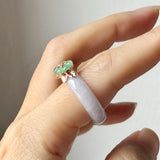 18mm A-Grade Natural Lavender Jadeite Joseon Ring (Apple Green Sakura Flower) No.162668