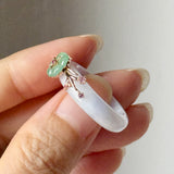 18mm A-Grade Natural Lavender Jadeite Joseon Ring (Apple Green Sakura Flower) No.162668