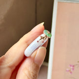 18mm A-Grade Natural Lavender Jadeite Joseon Ring (Apple Green Sakura Flower) No.162668