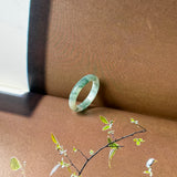 17.8mm A-Grade Natural Floral Jadeite Abacus Ring Band No.162539