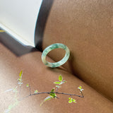 17.8mm A-Grade Natural Floral Jadeite Abacus Ring Band No.162539