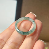17.8mm A-Grade Natural Floral Jadeite Abacus Ring Band No.162539