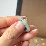 17.8mm A-Grade Natural Floral Jadeite Abacus Ring Band No.162539