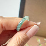 17.8mm A-Grade Natural Floral Jadeite Abacus Ring Band No.162539