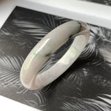 53.9mm A-Grade Natural Light Lavender Green Jadeite Modern Round Bangle No.330089